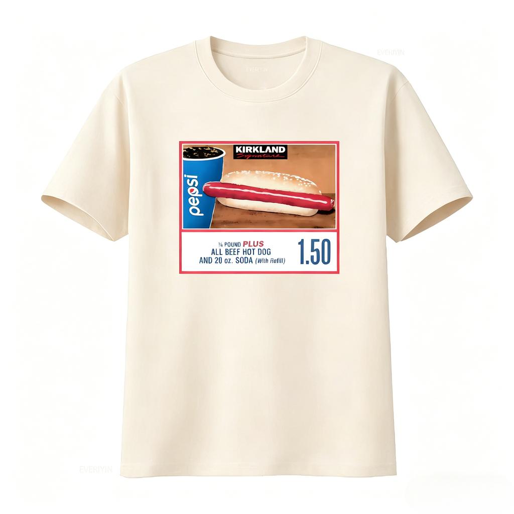 Costco Hotdog T Shirt Meme with Pound Plus All Beef Hot Dog and Oz Soda Design Streetwear Unisex Women Summer T Shirt