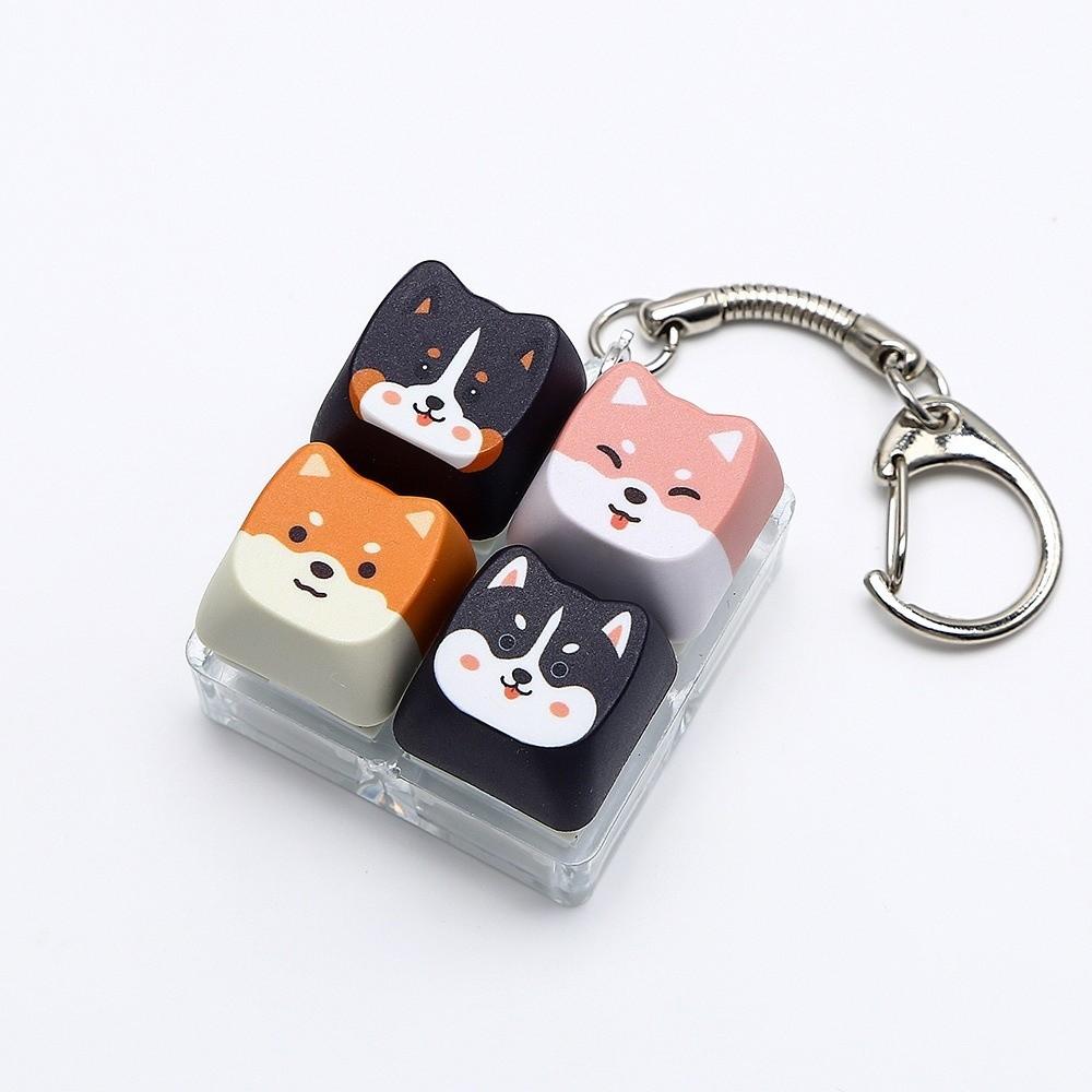 Mechanical Fidget Keychain Finger Button Calming Keychain Cat Keyboard Fidget Toy Children Adults