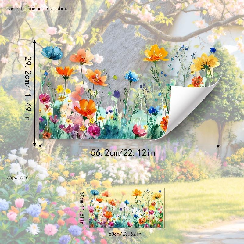 Красочные цветы и бабочки Электростатическая наклейка на стену для окон