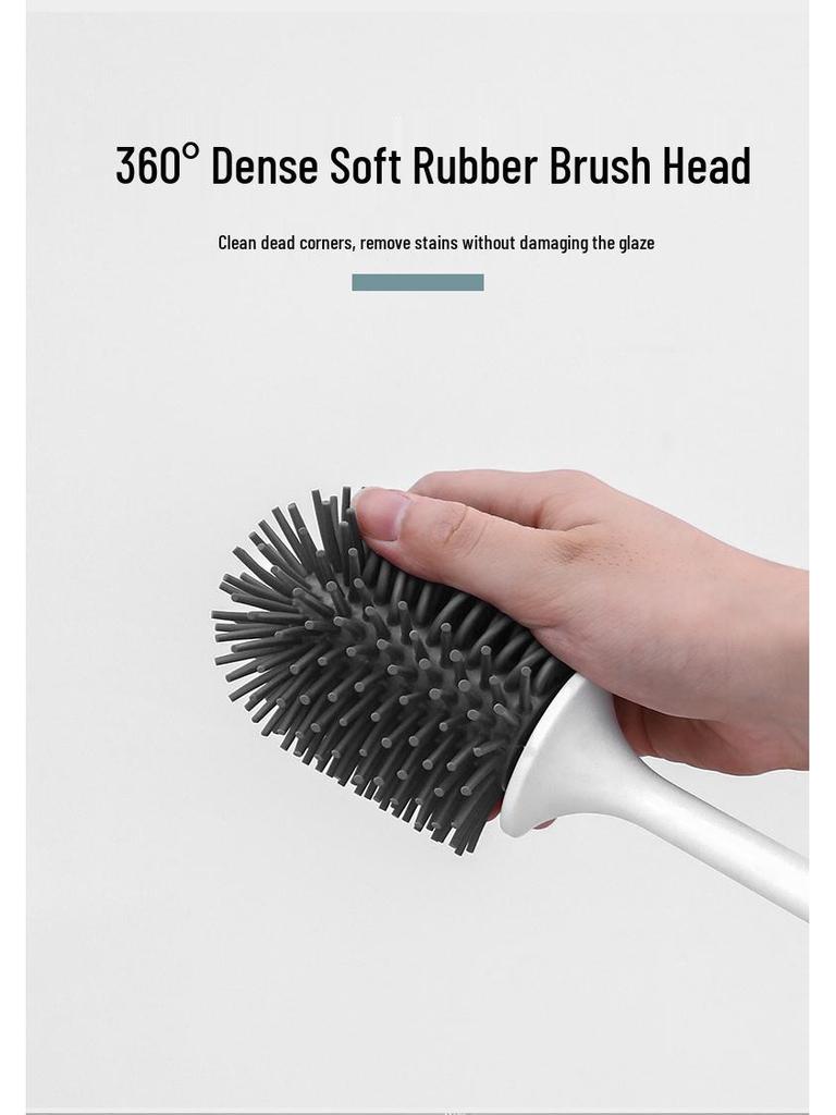 Wall-Mounted Soft Bristle Toilet Brush with Long Handle for Dead Corner Cleaning