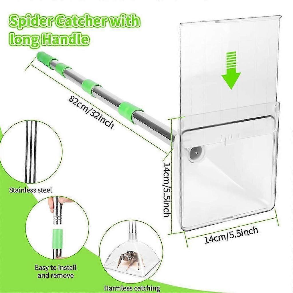 Spider and Insect Catcher - 32inch Adjustable Long-Handled Spider Catcher and Release, Contactless Catch Insec