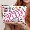 Canvas Charger Storage Pouch Print Design Zipper Closure Electronics Bag Large Capacity Cable Organizer Bag for Office Desk