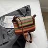Rainbow Straw Small Bag Women's 2025 Summer New Fashion Shoulder Bag Knot Simple Messenger Bag Beach Bag