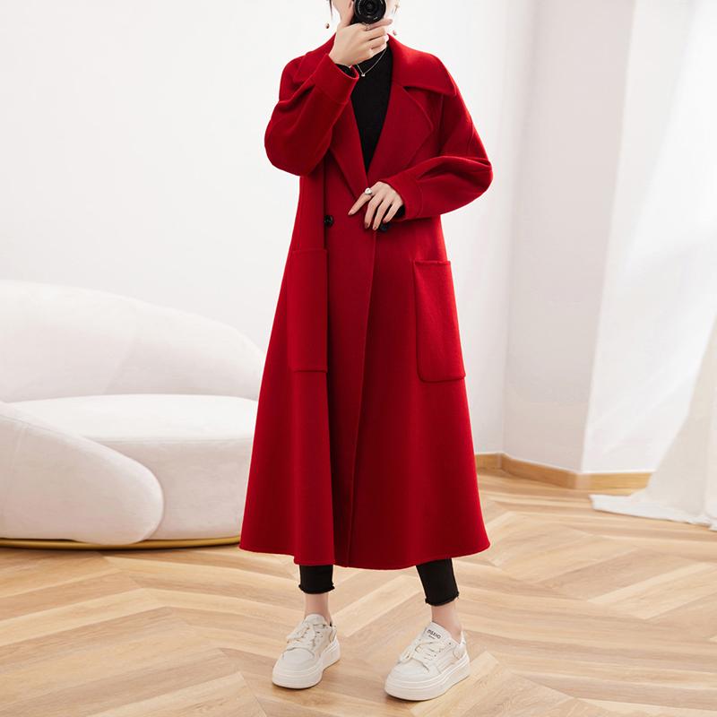 Женское пальто из 100% шерсти TIDENOVEL Осеннее шерстяное длинное пальто Ручной работы Пальто-бушлат Зимняя теплая шерстяная длинная куртка Пальто