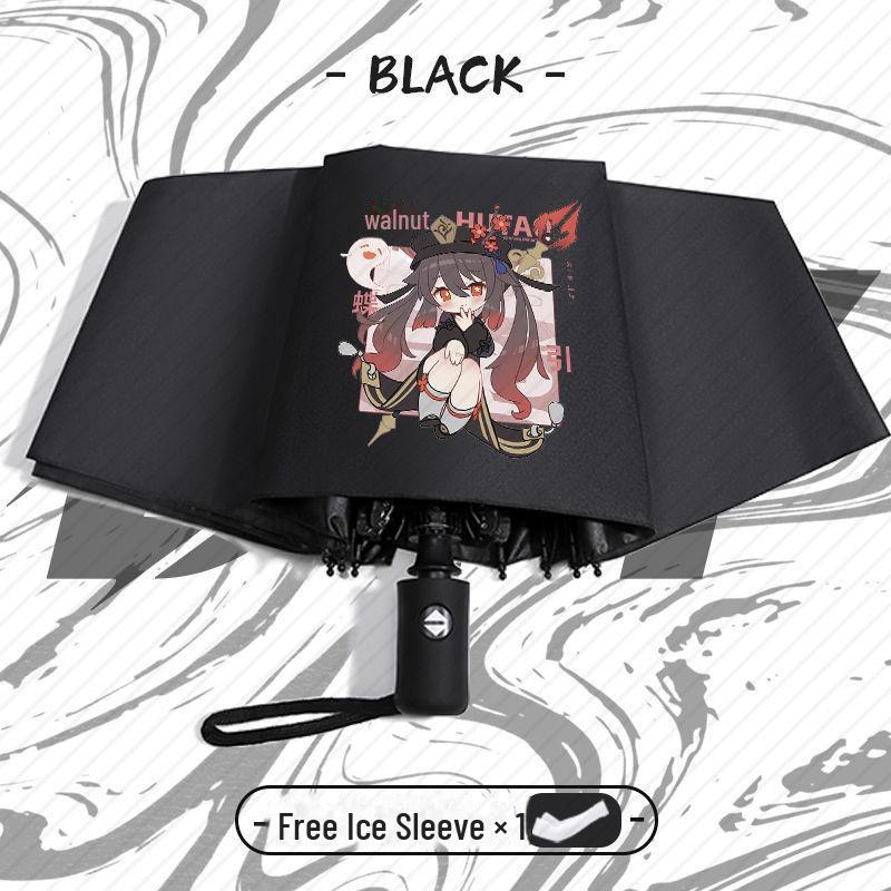 Зонт Genshin Impact Automatic складной с защитой от ультрафиолета для учеников начальной школы - устойчив к ветру, подходит для использования в солнечную и дождливую погоду