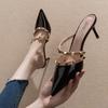 Woman High-heeled Shoes Patent Leather Pointed Toe Rivet Decoration Sexy Office Lady Fashion High Heel Sandals