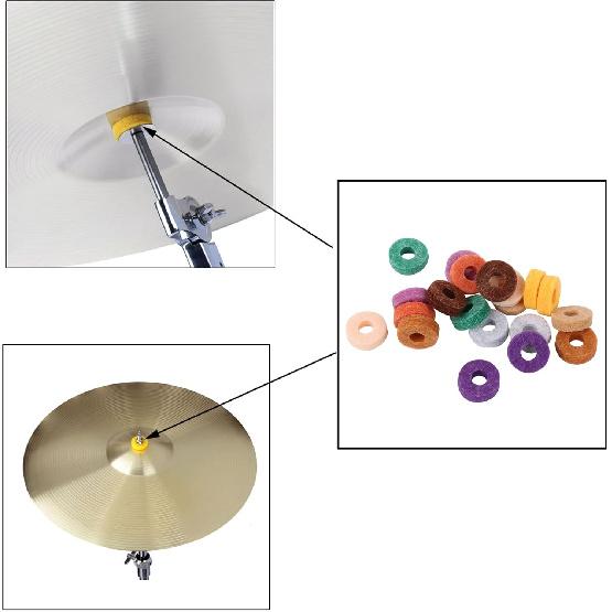 Sevender 20pcs Multicolor 2.5cm Drum Cymbal Felts Non-Slip Felt Cotton Pad Cymbal Replacement Accessories