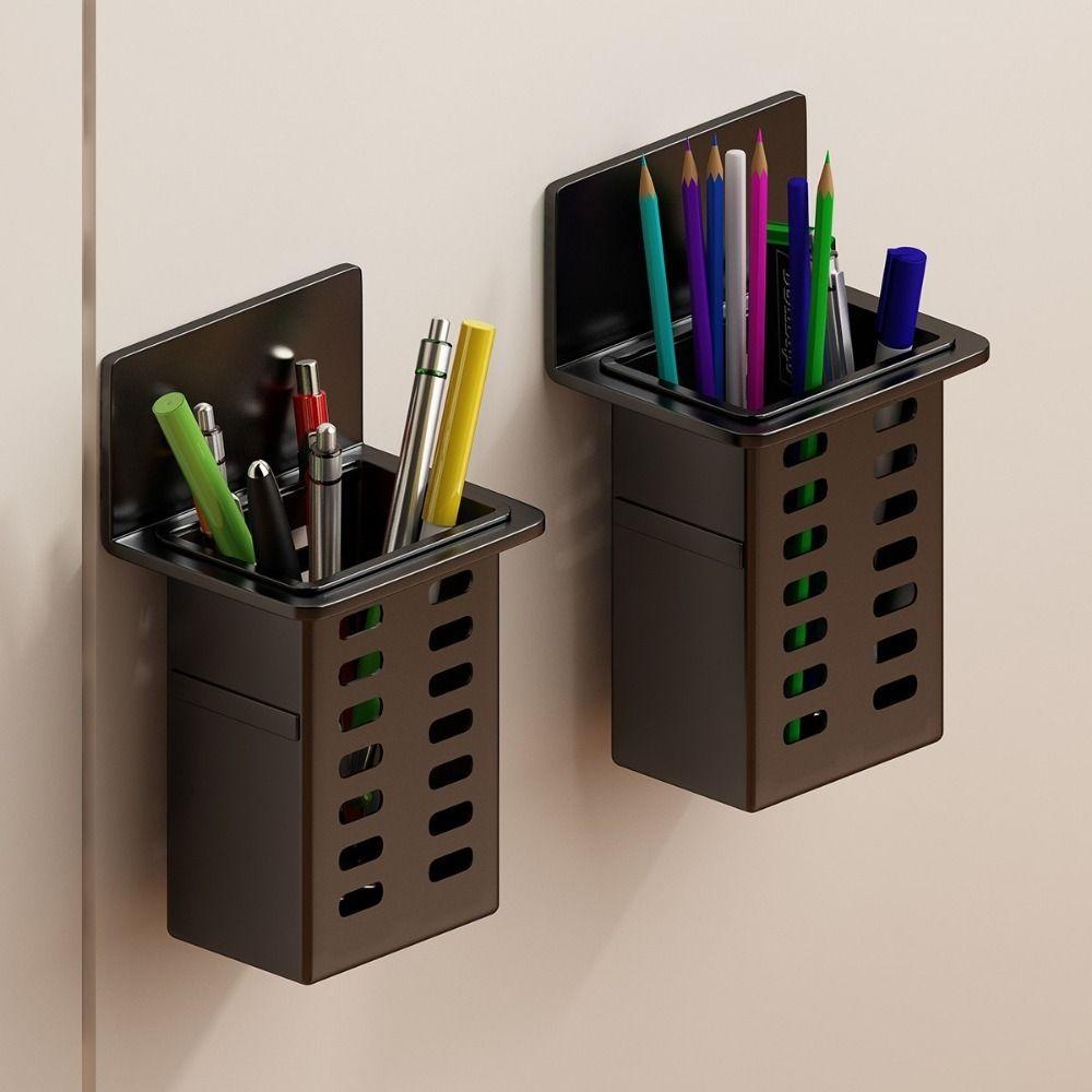 Plastic Wall Mounted Storage Box No Drill Self Adhesive Makeup Brush Storage Box Space Saving Simple Toothbrush Storage Rack