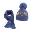 BOSTON Embroidery Scarf Hat Set Warm Ear Protection Hat New Pullover Cap  Autumn and Winter