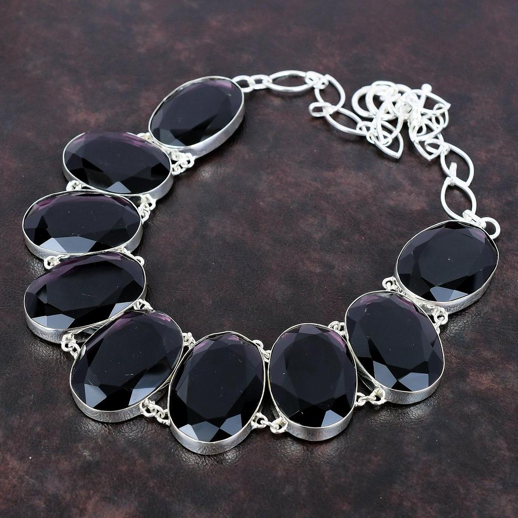 Ожерелье с граненым африканским аметистом, ожерелье из стерлингового серебра 925 пробы, регулируемое ожерелье-цепочка, ювелирные изделия из драгоценных камней, подарок на годовщину, ожерелье ручной работы