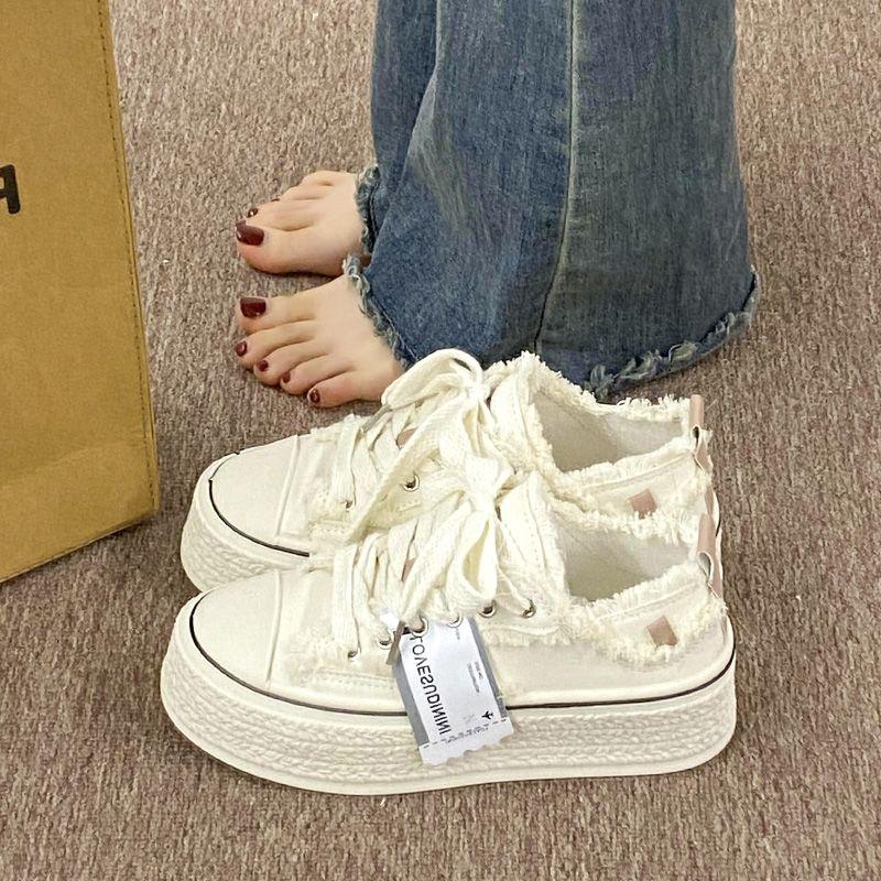 Классные парусиновые туфли на платформе, женские толстые кроссовки, красные туфли, уличный стиль, женские дизайнерские кроссовки с цветочным принтом, потертые туфли