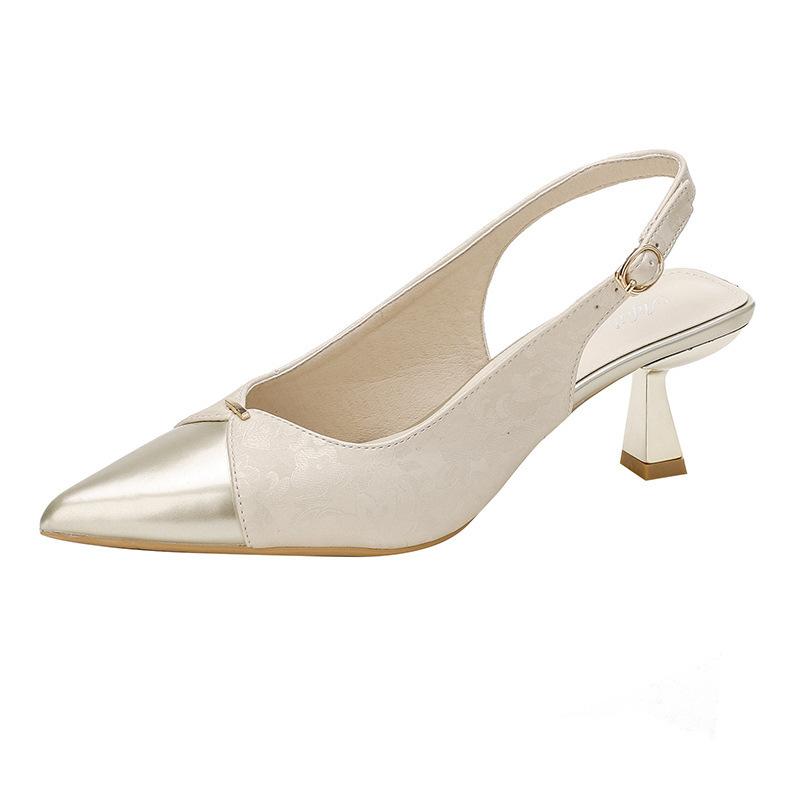 Guofeng 2025 новые летние сандалии с пустым носком и заостренным носком, женские французские маленькие ароматные сандалии в тонкую тонкую пятку