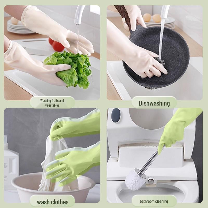 Winter Warm Waterproof Velvet-Lined Rubber Dishwashing and Cleaning Gloves