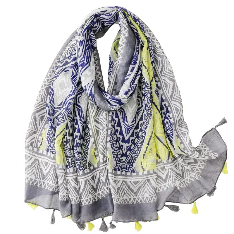 Lightweight Scarves Fashion Flowers Print Women Cotton Wrap Scarf Head Shawl Summer Gift