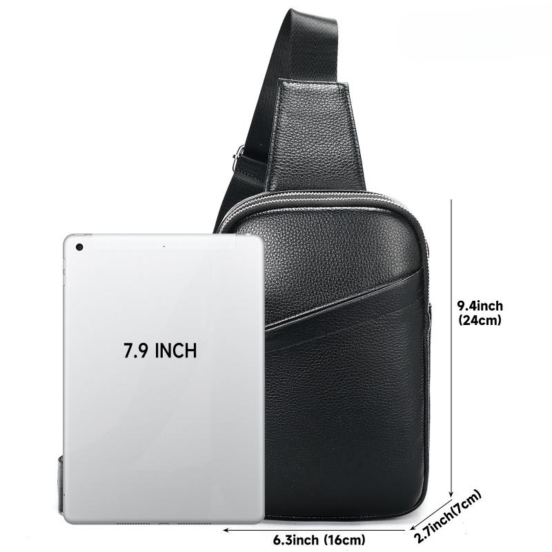 Genuine Leather Men's Chest Top Layer Cowhide Shoulder Crossbody Bag Men's Stylish Casual Sports Leather Small Body Bag