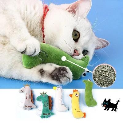 Игрушка для кошек с кошачьей мятой, плюшевые игрушки для кошек для котят, скрежещущих зубами, подушка для большого пальца, жевательная игрушка, когти, укус большого пальца, аксессуары для домашних животных