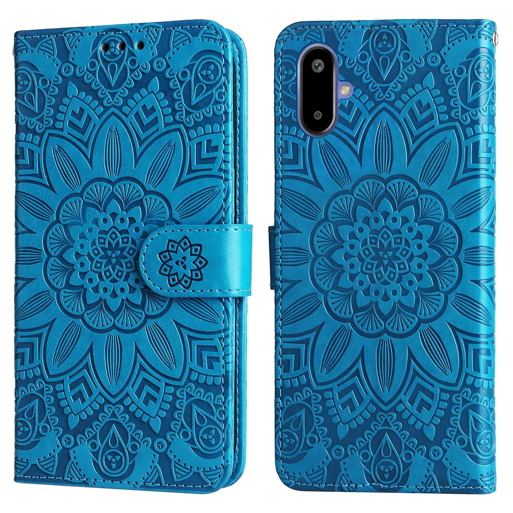 For Samsung Galaxy F06 5G Case Sunflower Imprint Leather Wallet Phone Cover