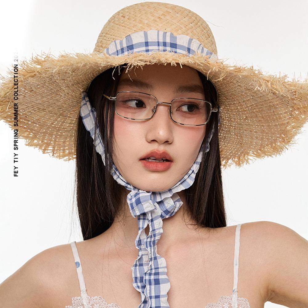 Ribbon Lafite Straw Hat UV Protection Sun Protection Cap Simple Outdoor Visor Cap Summer