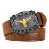 Floral Engraved Buckle Western Cowboy Belts PU Leather Leather Belt Fashion Waistband Belts  Jeans