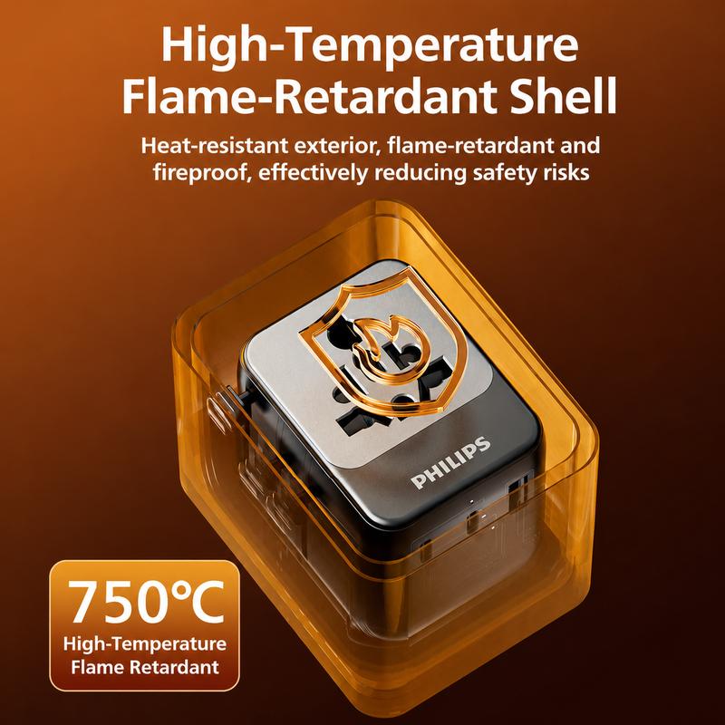 Philips Универсальный travel-адаптер с боковой розеткой 15 Вт, 2 розетки + 2 USB-C + 1 USB-A - Улучшенная версия модели 1005