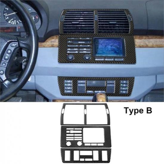 3Pcs Carbon Fiber Interior Central Console Cover Trim For BMW X5 E53 00-06 TypeB