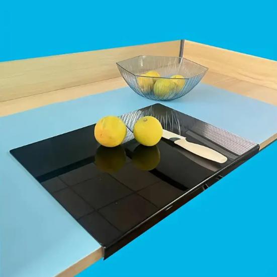 Акриловая разделочная доска с бортиком 16x12 дюймов, нескользящая, прозрачная, кухонная, разделочная доска для защиты столешницы, первостепенные предметы первой необходимости в квартире