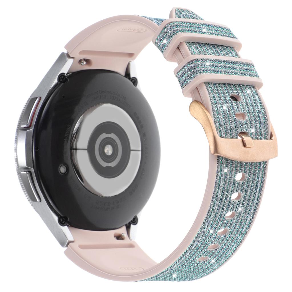 Glitter Band for Samsung Galaxy Watch7/Watch6/Watch6 Classic/Watch5/Watch5 Pro/Watch4/Watch4 Classic Leather Coated Silicone Strap