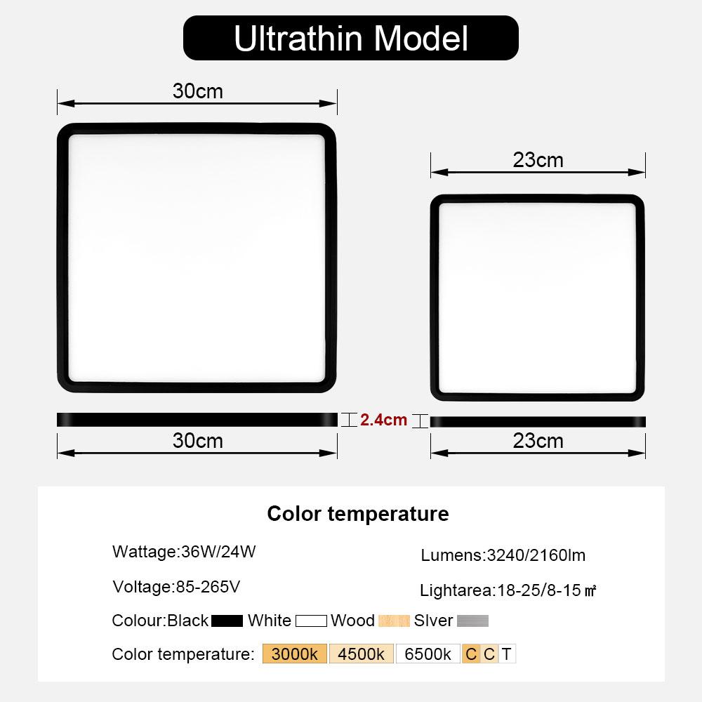 Ультратонкие светодиодные потолочные светильники 0,9 дюйма, круглые и квадратные, с регулируемой яркостью, CCT, панельные лампы, светильник для спальни, коридора, домашнего декора