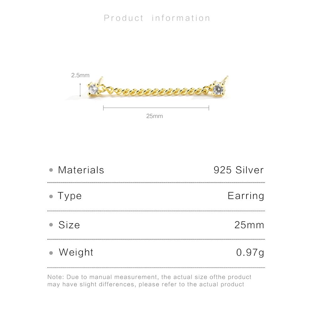 ANDYWEN Серьги-гвоздики из стерлингового серебра 925 пробы с золотой цепочкой в ​​стиле рок-панк, ювелирные изделия в подарок, роскошные ювелирные изделия, драгоценности