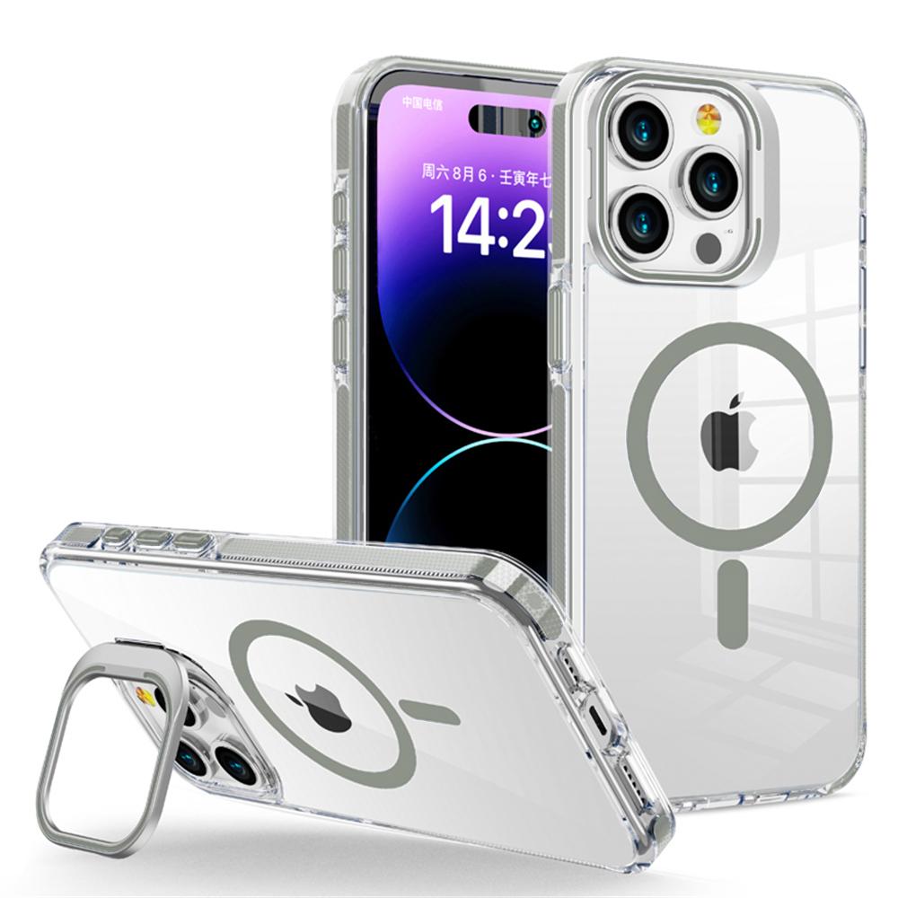 Прозрачный Магнитный Чехол-Бампер Для iPhone 17 17Air 16 15 14 Plus 13 12 Pro Max Magsafe Беспроводная Зарядка Металлический Держатель Объектива Чехол