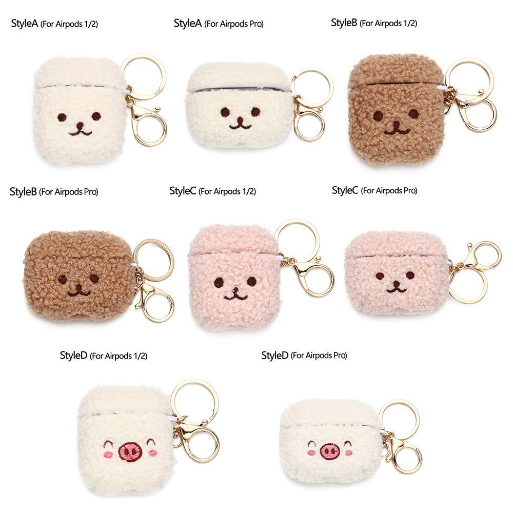 Fashion Silicone Cute Earphone Cover Fluffy Bear Earphone Case Headphones Fur Case Headphone Box