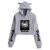Women's Cat Ear Hoodie with Berserk Print - Cropped Style