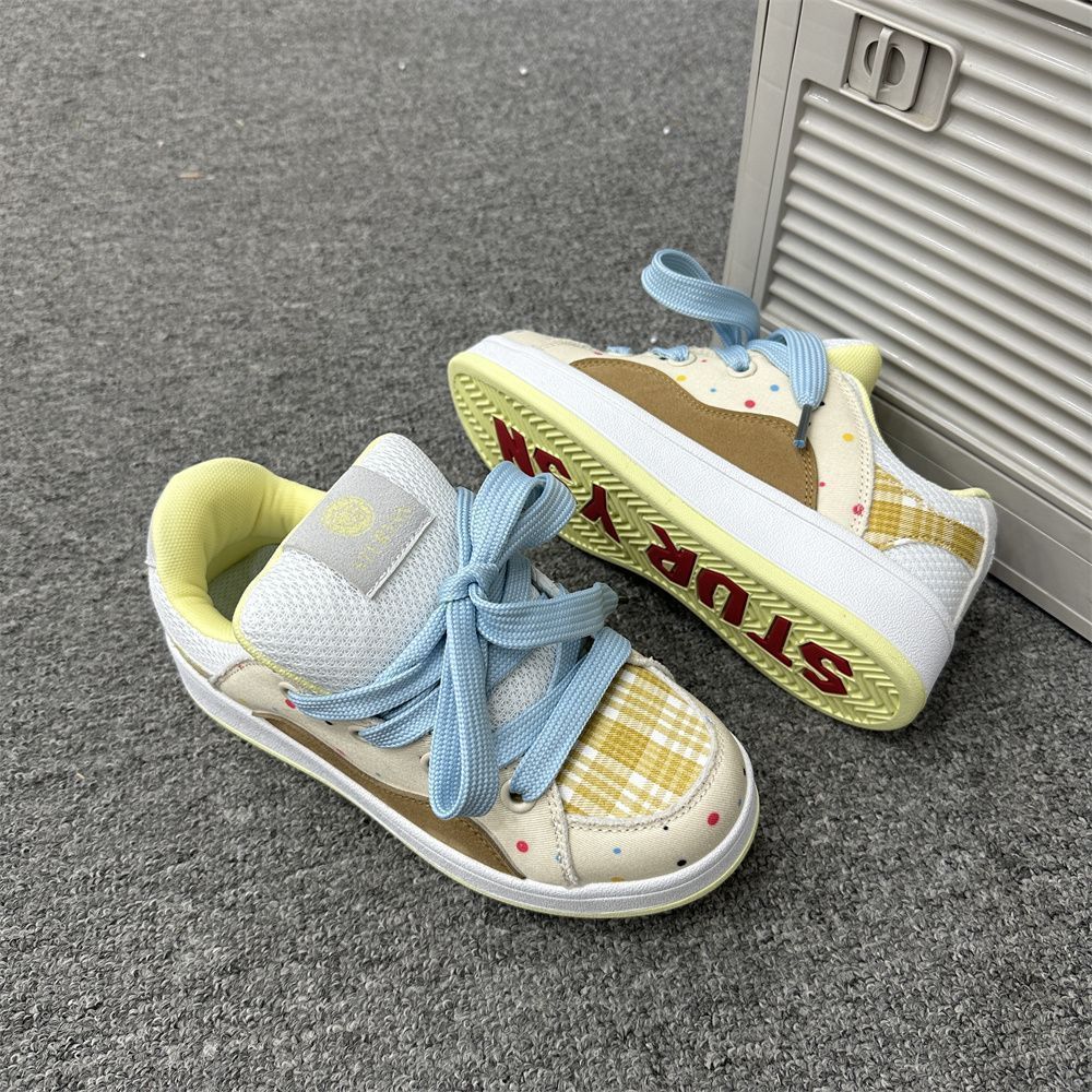 Niche Color Matching Design Board Shoes Women's 2025 Spring New Original Fashion Trendy Student Versatile Casual Bread Shoes
