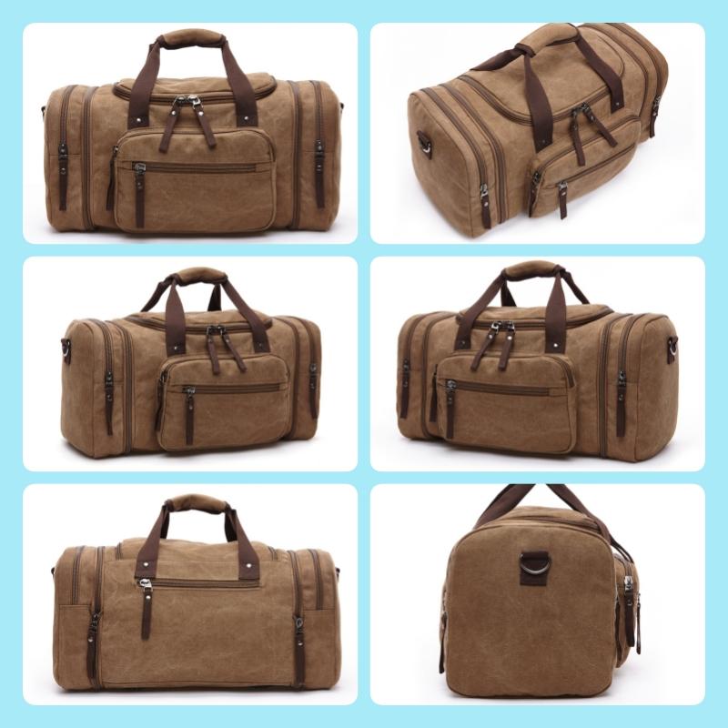 Модная дорожная сумка из выстиранного холста большой вместимости с ремнем через плечо и множеством отделений для бизнеса и отдыха