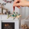 Holiday Hanging Decor Sea Glass Christmas Ornament, Coastal Turtle Whale Shark Octopus Ornament Tree Decoration, Ocean-Inspired Acrylic Pendant