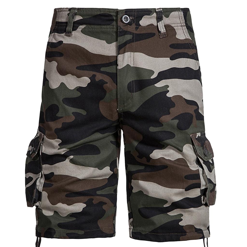 Мужские летние шорты-карго с несколькими карманами. Мужские повседневные модные однотонные свободные шорты-карго.