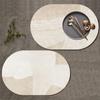 Leather Dining Mat Elliptic Shape Table Mat Waterproof Oil-proof Wash-free Table Pads Breakfast Heat Insulation Mat Kitchen Tool