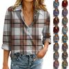 Женская модная повседневная свободная клетчатая рубашка с длинным рукавом
