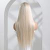 ALAN EATON Длинные синтетические прямые омбре пепельные платиновые блонд парики на шнуровке для женщин, косплей, вечерние волосы высокой плотности, термостойкие