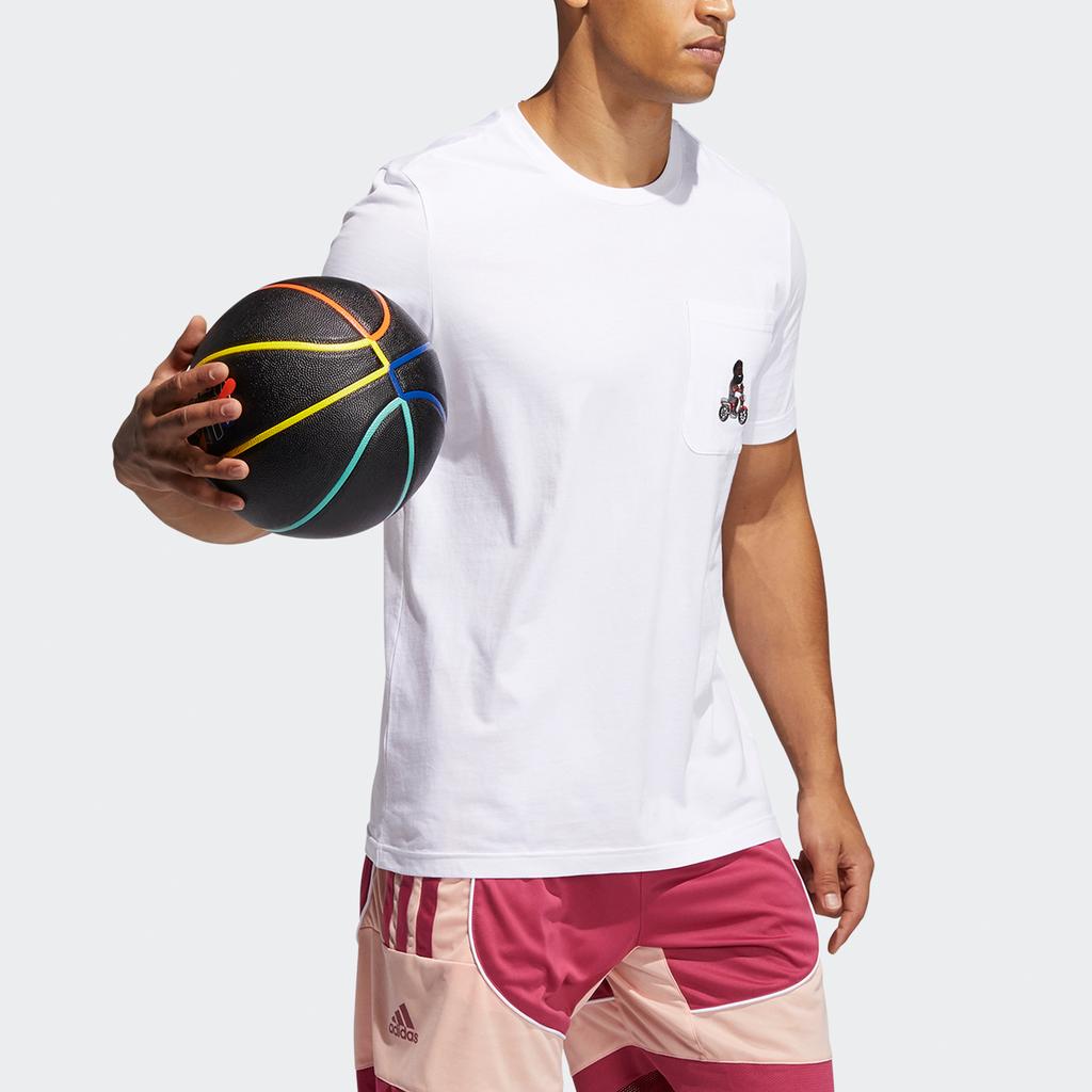 Adidas T Shirts Men's White Crew Neck Moderate Straight Fit GP3427