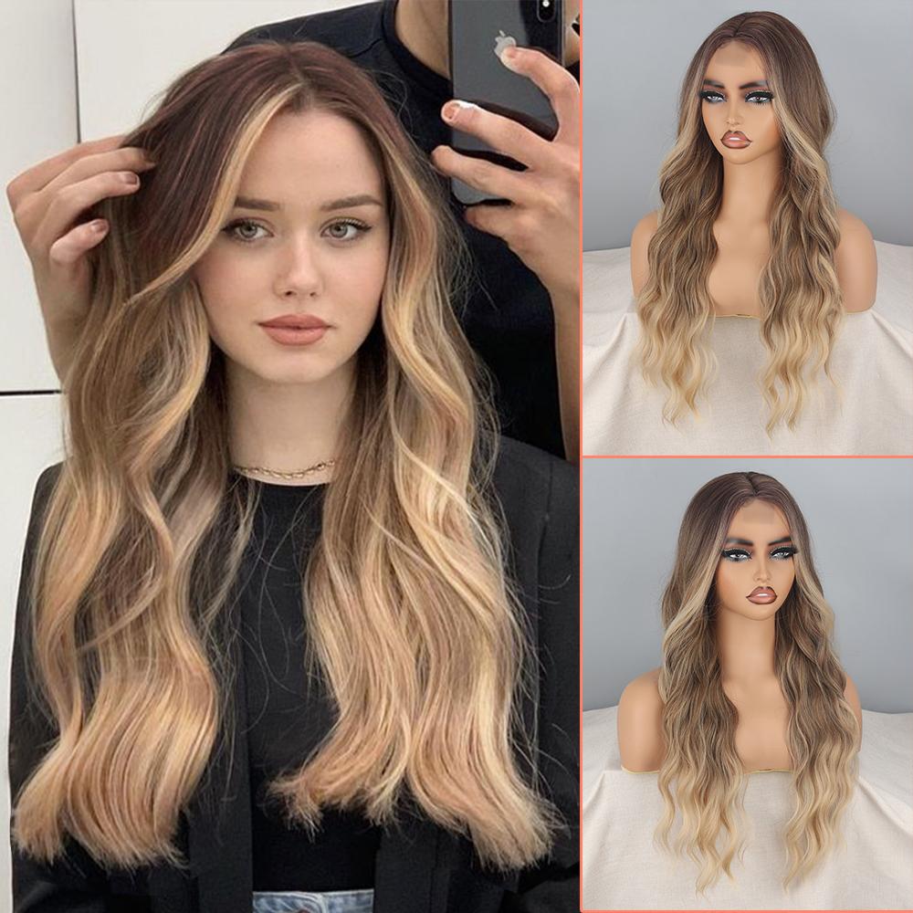 LISI HAIR Женский натуральный черный волнистый парик без челки, синтетическое волокно, натуральный волнистый парик спереди, косплей, повседневная одежда