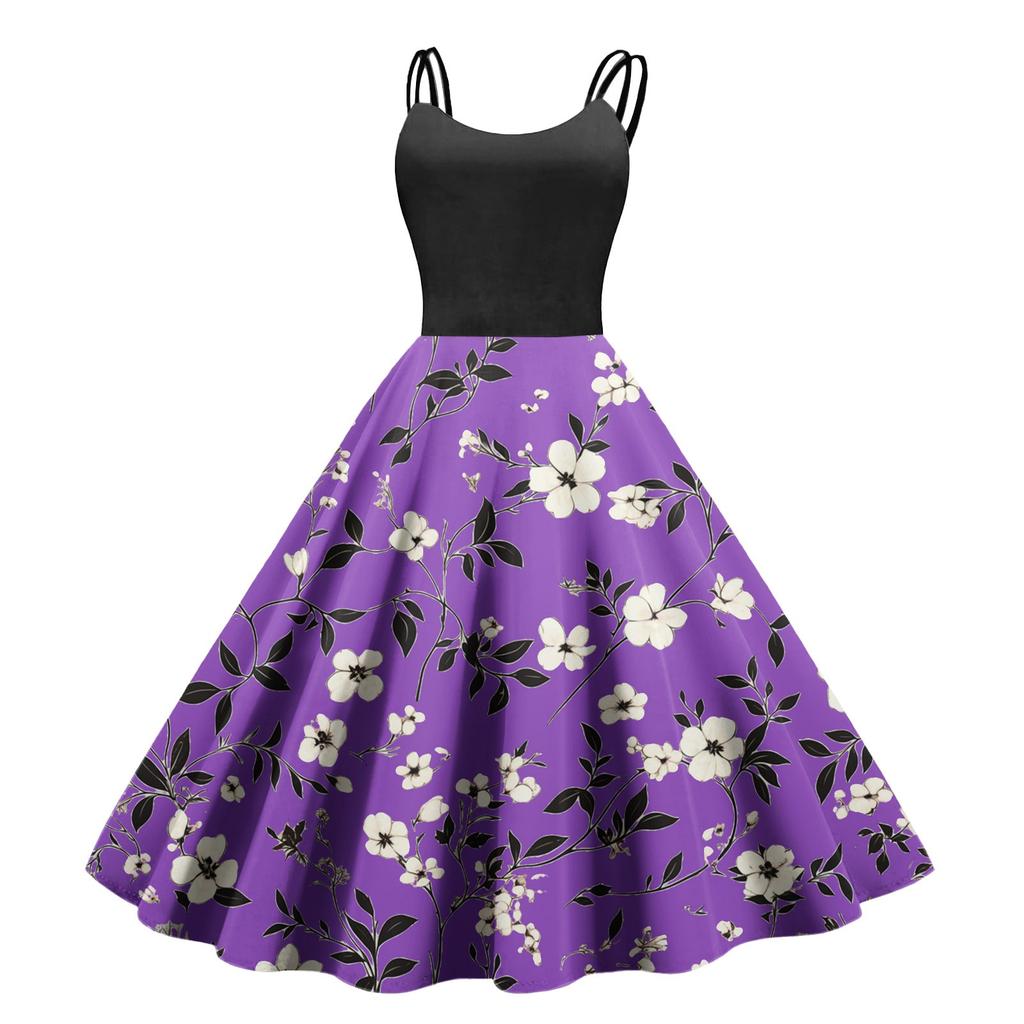 Women's Casual Fashion Print Sexy Off Shoulder Punk Retro Dress Retro Dress Dress