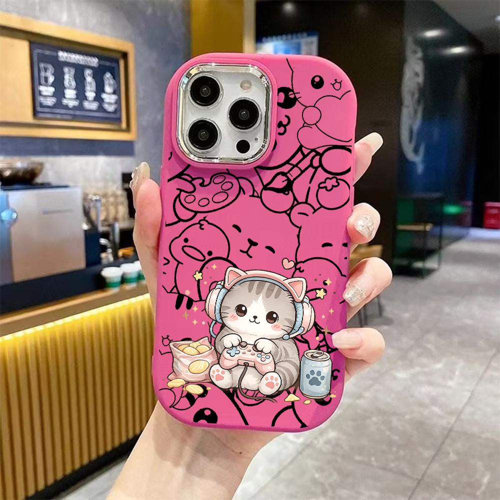 Чехол для телефона: 2D плоский, подходит для защитного чехла iPhone 18, 17, 16, 15, 14, 13 Pro, игривый котенок, идеальный подарок на Рождество и Хэллоуин