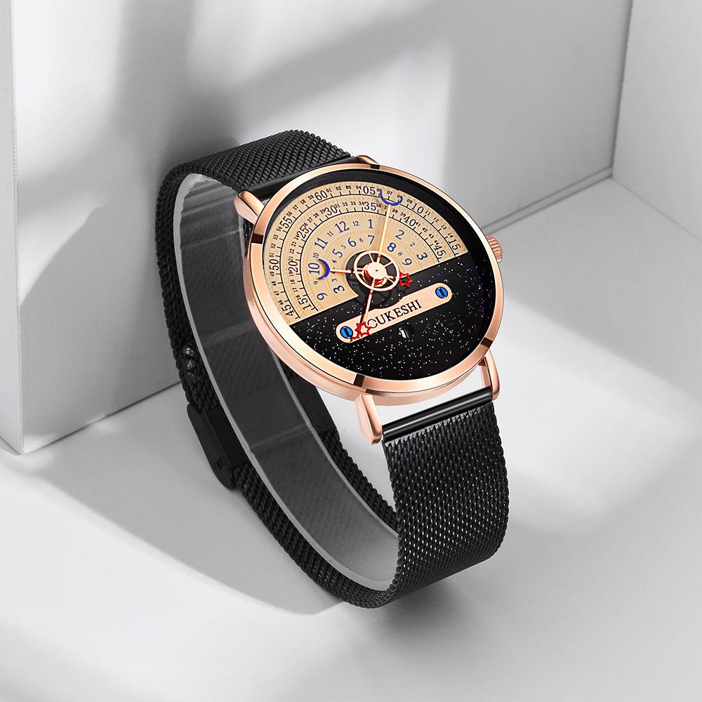 New Starmoon Concept Watch Black and White Men's Watch Calendar Half Roulette Fashion Men's Quartz Watch Stainless Steel Watch