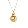 Zircon Ladybug Necklaces For Women Geometric Pendant Stainless Steel Gold Color Rainbow Ladybug Necklace Jewelry Gift