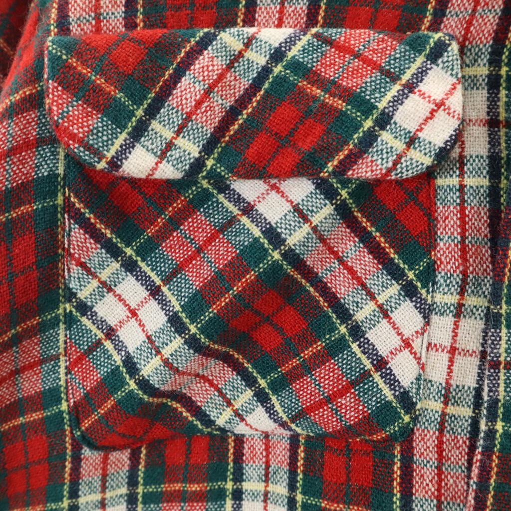 Винтажная шерстяная рубашка с длинным рукавом в клетку 50-х годов S Красная Мужская Б/У