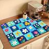 Plaid Floral Farmhouse Coffee Mat Super Absorbent Oilproof Non Slip Pad Kitchen Counter Drying Rug