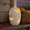 Horror Theme Gifts Halloween Pumpkin Resin Figurine Bat Hollow Out Lantern with Vintage Style Ornaments Warm Light Spooky Indoor Outdoor Home Table