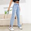 Women's Pant Casual Straight High Waist Thin Jeans Trousers