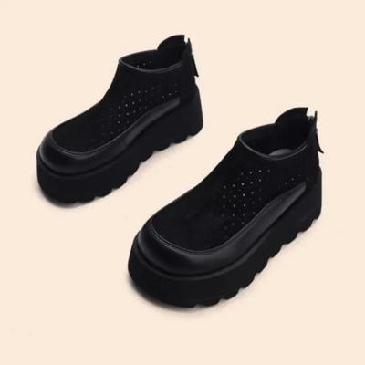 Модные женские сандалии-ботинки на платформе, на молнии, сетчатый верх, ботильоны для платья и отдыха, дышащие, с круглым носком, римские женские кроссовки